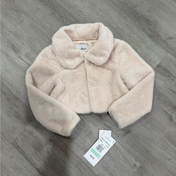 Rare Editions Kids Faux Fur Shrug Jacket - cream color, matches everything! - Picture 1 of 5